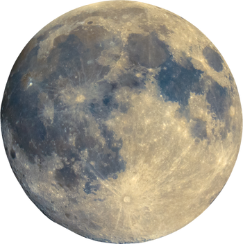 Full Moon Seen with Telescope, Enhanced Colours Transparent Back